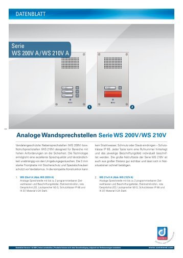 WS 200V A / WS 210V A Serie Analoge ... - Commend AG