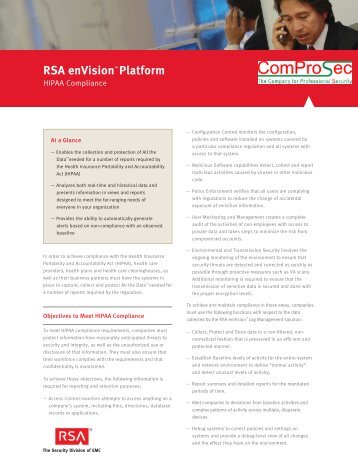 RSA enVision™ Platform - Comprosec.ch