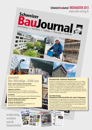 Schweizer BauJournal – SBJ MEDIADATEN 2013 - Robe Verlag