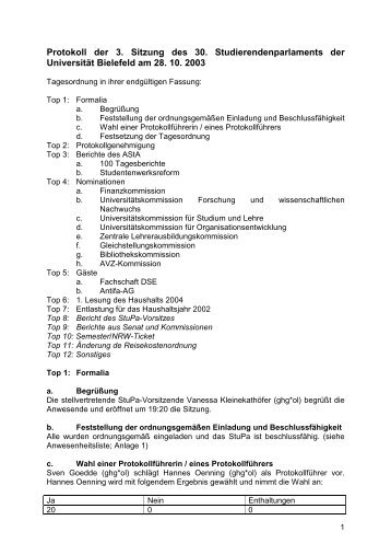 Protokoll der 2. Sitzung des Haushaltsausschusses des 30 ...