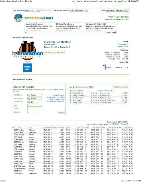 2023 I Love Regina Run & Walk, Race results