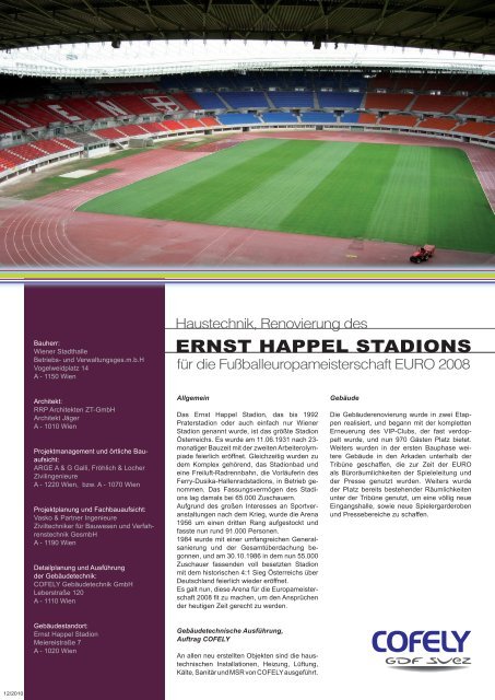 ERNST HAPPEL STADIONS - COFELY Gebäudetechnik GmbH