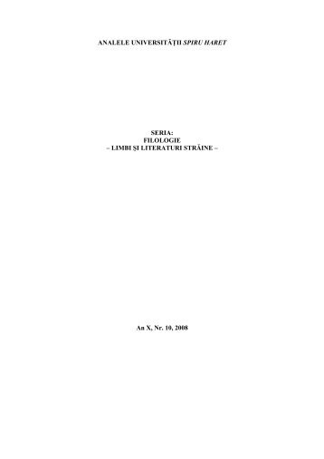 Anale - Seria filologie – LIMBI SI LITERATURI STRĂINE