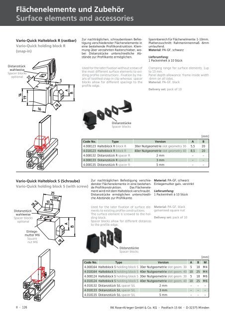 Nutensteine, Schrauben und Zubehör Slot stones, screws ... - Aratron