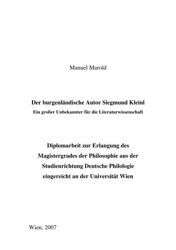 Der burgenländische Autor Siegmund Kleinl Ein großer - Institut für ...