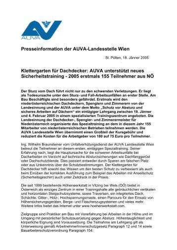 Presseinformation der Auva-Landesstelle Wien Klettergarten f