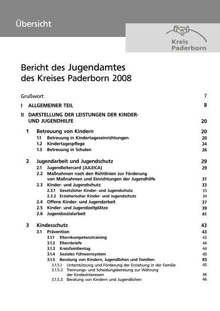 Jahresbericht des Jugendamtes des Kreises ... - Kreis Paderborn