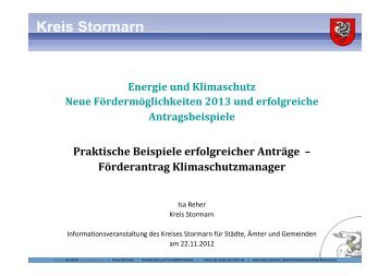 Vortrag Reher Klimaschutz-Manager Foerderantrag - Kreis Stormarn