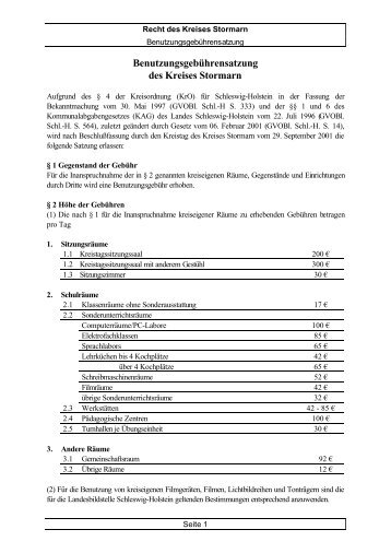 Benutzungsgebührensatzung des Kreises Stormarn - Kreis Stormarn