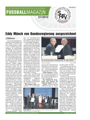 FUSSBALLMAGAZIN - Schleswig-Holsteinischer Fussballverband eV