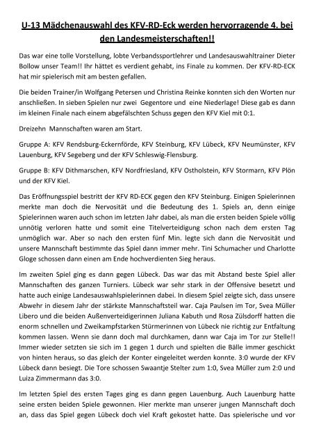 Bericht LM 2012 - Kreisfußballverband Rendsburg-Eckernförde