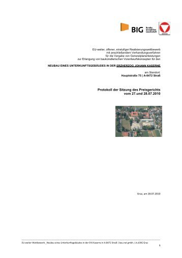 Protokoll der Sitzung des Preisgerichts vom 27.und 28.07.2010