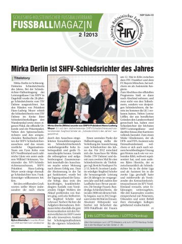 FUSSBALLMAGAZIN - Schleswig-Holsteinischer Fussballverband eV