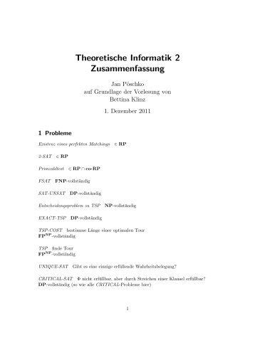 Theoretische Informatik 2 Zusammenfassung