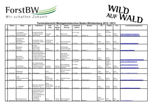 Meistgebotstermine 2012-2013 - ForstBW
