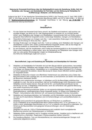 Satzung der Kreisstadt Groß-Gerau über die Stellplatzpflicht sowie ...