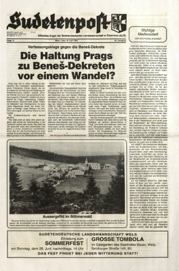 Die Haltung Prags zu Benes-Dekreten vor einem ... - Sudetenpost