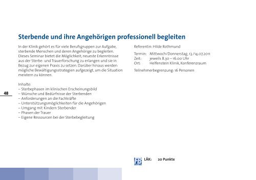 Jahresprogramm 2011 - Helfenstein-Klinik Geislingen