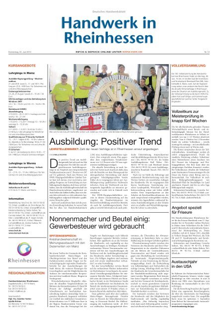 Ausbildung: Positiver Trend - Handwerkskammer Rheinhessen