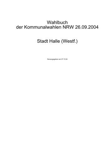 Wahlbuch der Kommunalwahlen NRW 26.09.2004 Stadt Halle (Westf.)