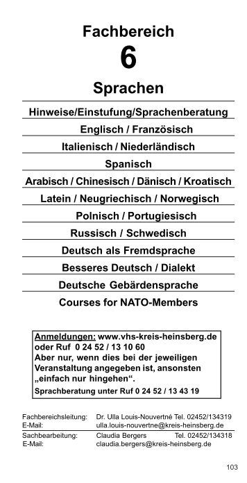 Fachbereich Sprachen - VHS Kreis Heinsberg