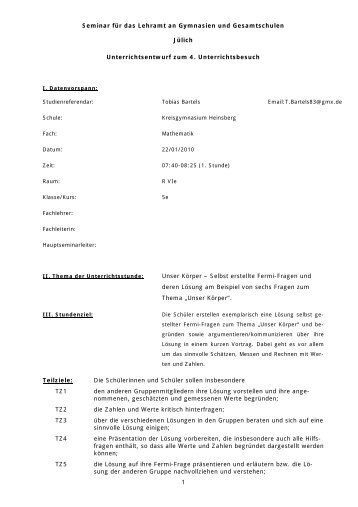 Fermi-Fragen zum Thema - Mathematikundschule.de