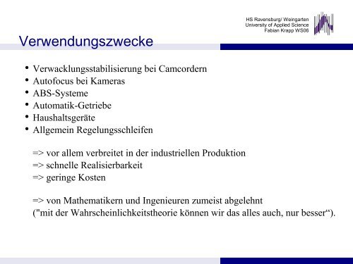 Einführung in die Fuzzy Logik - Hochschule Ravensburg-Weingarten