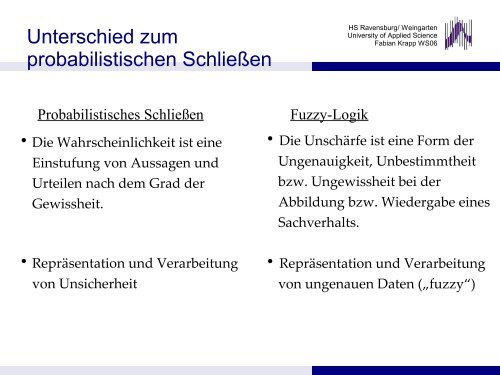Einführung in die Fuzzy Logik - Hochschule Ravensburg-Weingarten