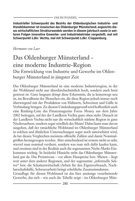 Das Oldenburger Münsterland – eine moderne Industrie-Region. Die