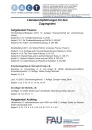 Literaturempfehlungen für den Zugangstest - FACT- Finance ...