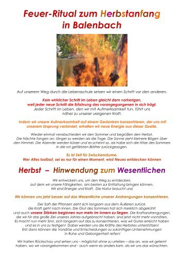 Feuer-Ritual zum Herbstanfang in Balenbach