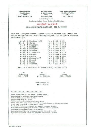 Zertifikat, certificate "530-1" EURONORM