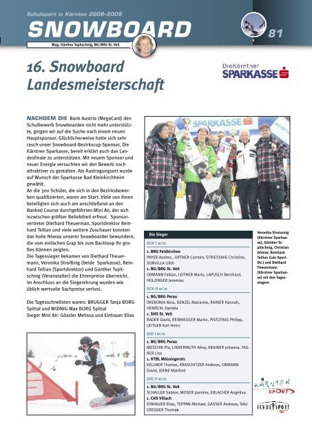 FUSSBALL SNOWBOARD - Schulsport Kärnten