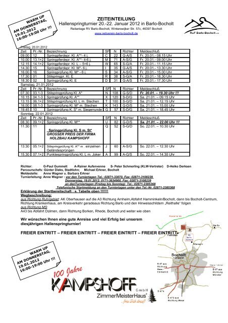 Zeiteinteilung - (Reit- und Fahrverein) Barlo-Bocholt