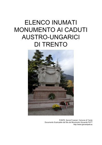 Elenco defunti monumento caduti austroungarici - Movimento ...