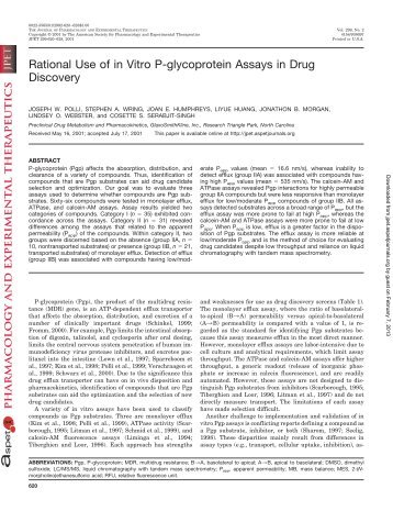 Rational Use of in Vitro P-glycoprotein Assays in Drug Discovery