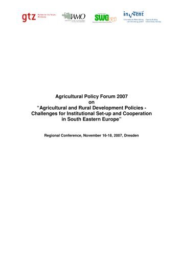 Agricultural Policy Forum 2007 on “Agricultural and ... - SeeRural