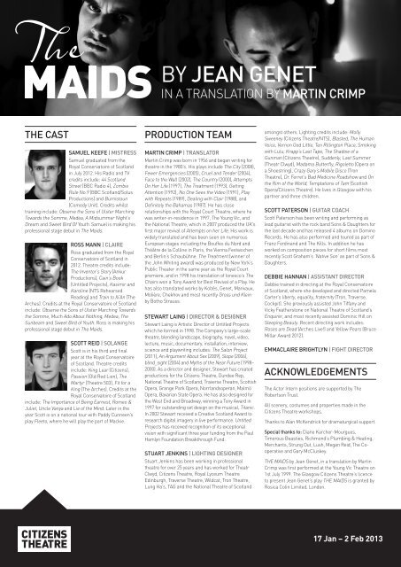 The Maids Programme.pdf - Citizens Theatre