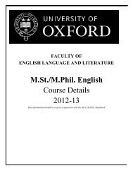 MSt/MPhil Course Details 2012-13 (pdf) - Faculty of English ...