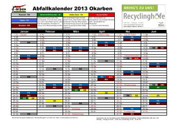 Abfallkalender 2013 - Karben / Okarben