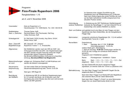Finn-Finale Rupenhorn 2006 - Klub am Rupenhorn