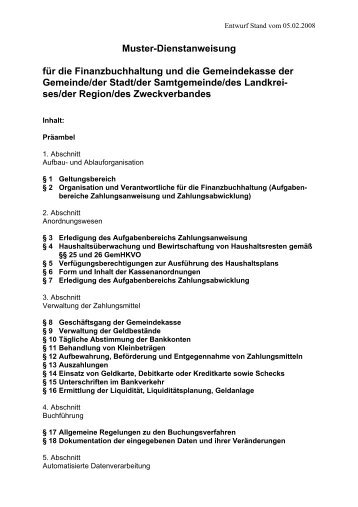 Muster-Dienstanweisung für die Finanzbuchhaltung - Fachverband ...