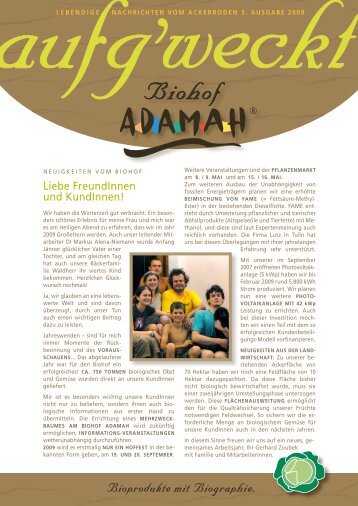 Ausgabe 3 - von 2009 - Biohof ADAMAH