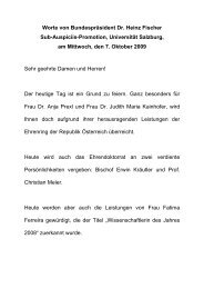 Worte von Bundespräsident Dr. Heinz Fischer Sub-Auspiciis ...