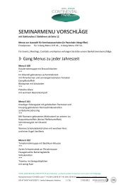 SEMINARMENU VORSCHLÄGE - Hotel Continental Park