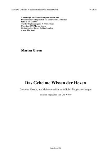 Das Geheime Wissen der Hexen von Marian Green - cmszd