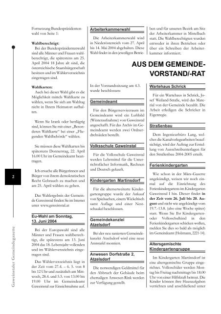 Gazette April, Nr. 4/2004 - Gaweinstal