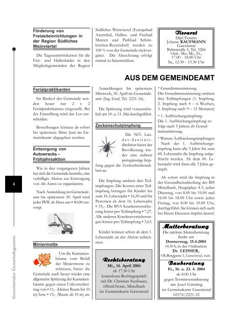 Gazette April, Nr. 4/2004 - Gaweinstal