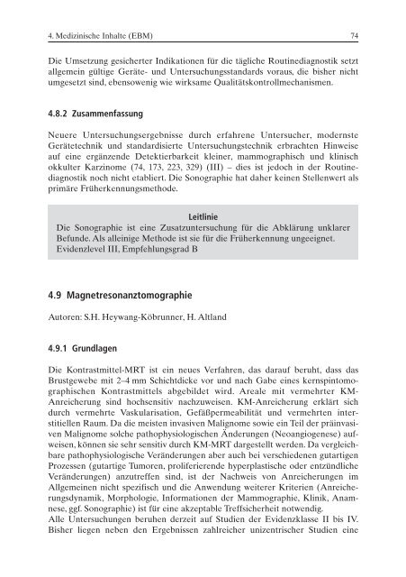 Stufe-3-Leitlinie Brustkrebs-Früherkennung in Deutschland