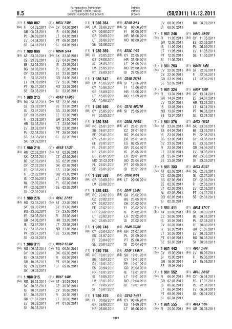 Bulletin 2011/50 - European Patent Office